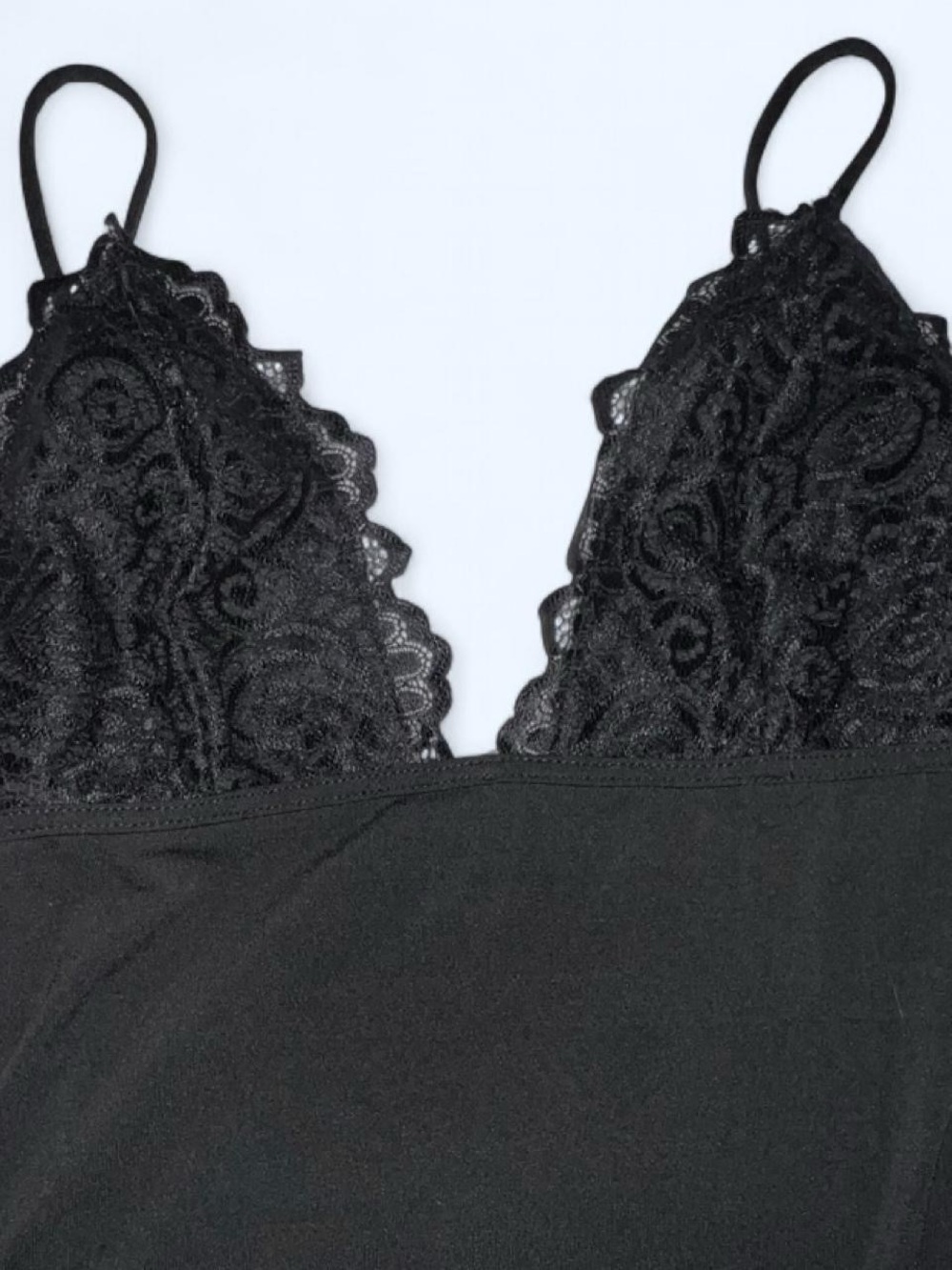 Charlotte Russe Black Lace Trim Camisole Bodysuit